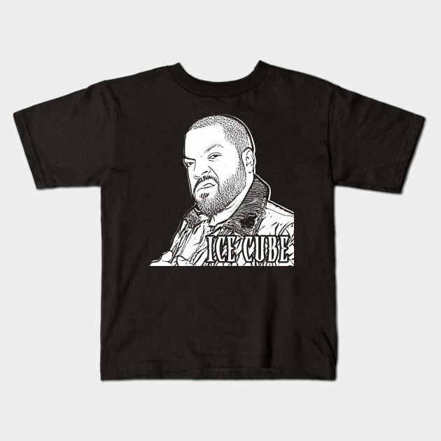 ice cube rapper | funny face | White lineart Kids T-Shirt by Degiab